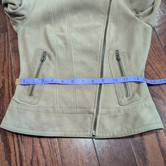 Mackage for Aritzia Lambskin  high collar moto jacket - xxs - colour sand - Picture 6 of 12